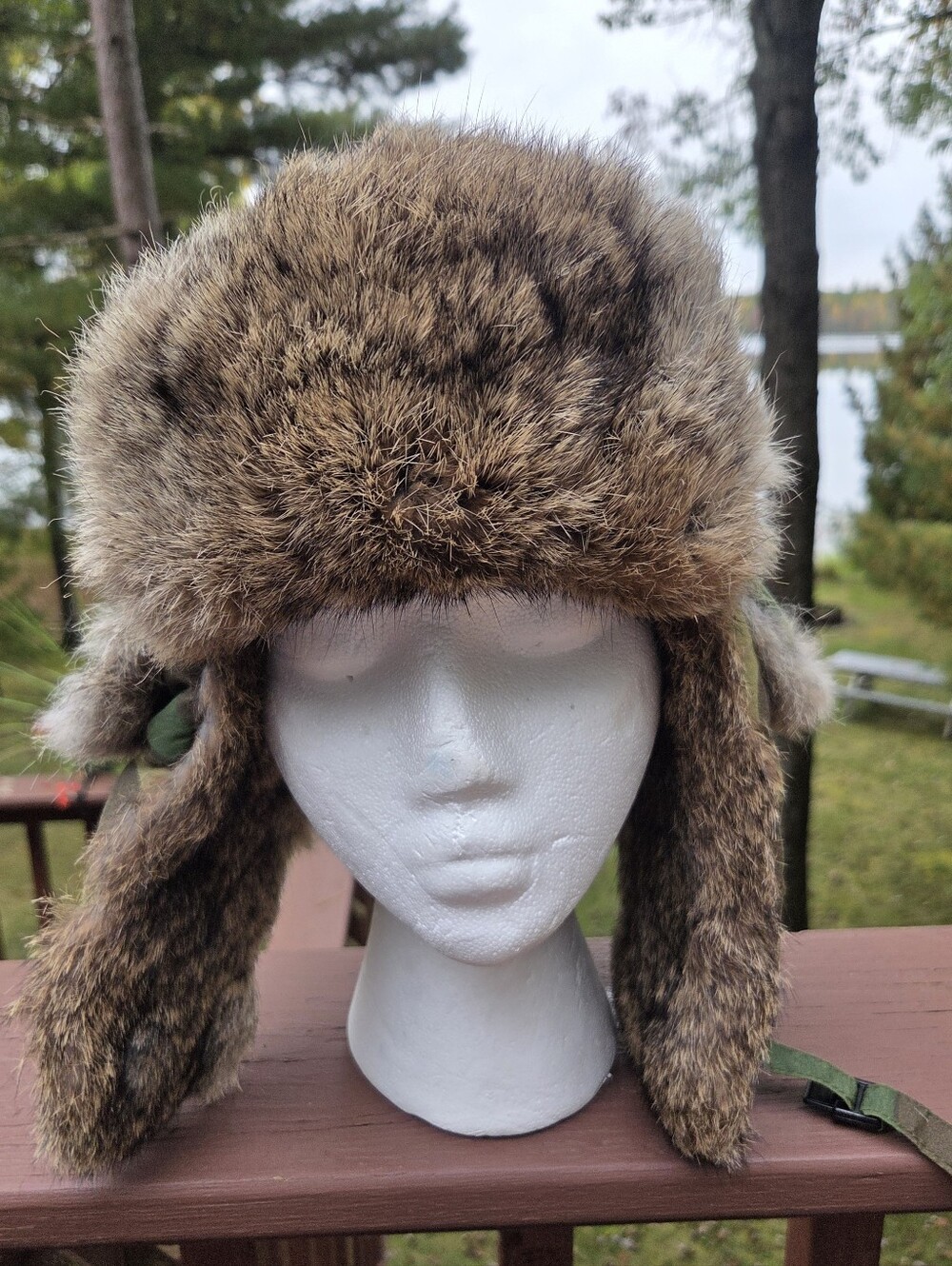 Mad Bomber Genuine Rabbit Camo Trapper Hat Youth Size large.